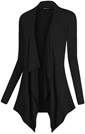 Drape Front Open Cardigan Long Sleeve Irregular Hem